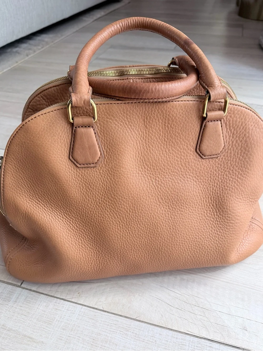 NWT J. Crew Pebbled Leather Satchel - Camel/Tan